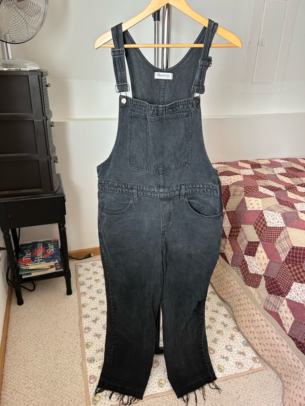 Madewell Straight Leg Black Denim Overalls